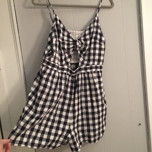 B&W Checked Keyhole Romper